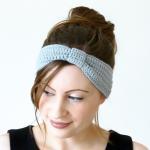 Crochet Turban Headband In Light Grey / Gray